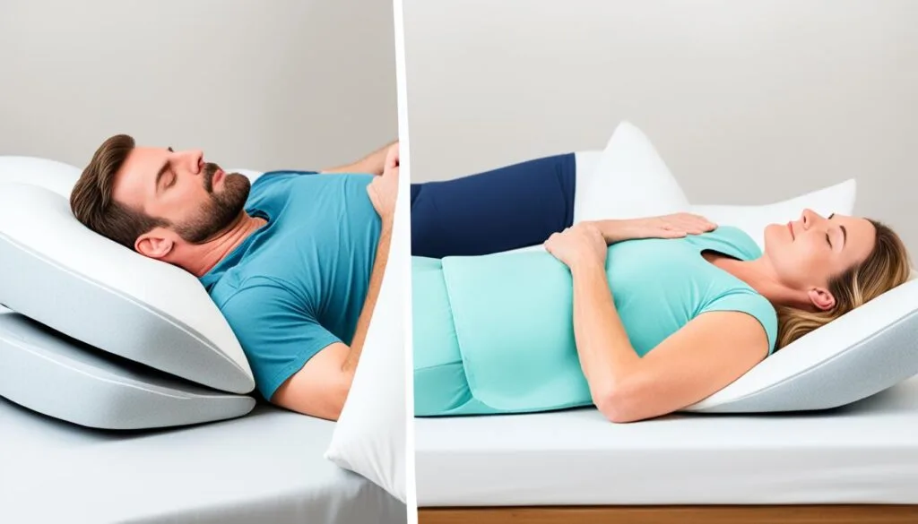 Back support and pillows for sleep Back support and pillows for sleep