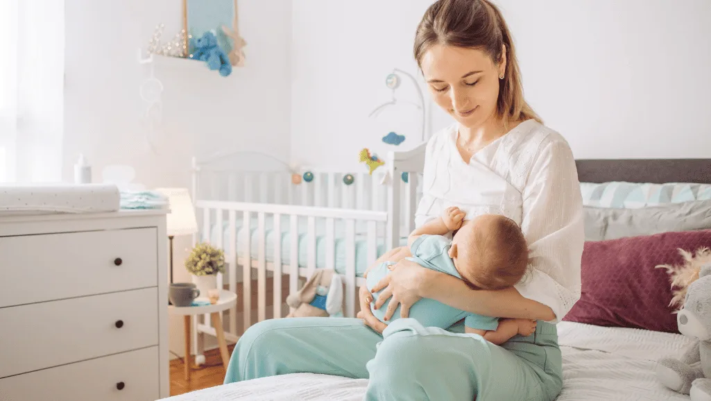 Breastfeeding mother sleeping peacefully